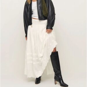 Reformation White Cotton Aura Maxi Midi Skirt